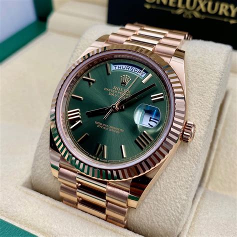 green dial rolex daydate|rolex day date 40mm price.